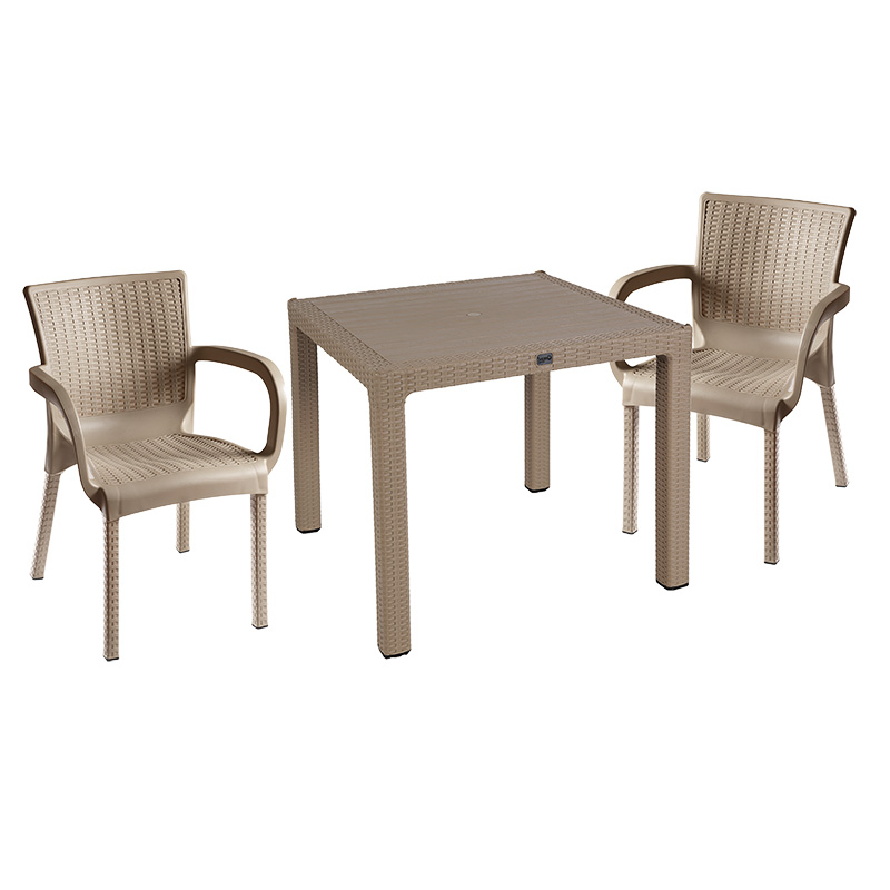 product_pako_253-000078 Τραπεζαρία Explore-Festive σετ 3τεμ PP cappuccino 90x90x73,5εκ - Image 1
