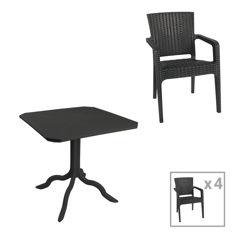 product_pako_253-000082 Τραπεζαρία Icon-Halcyon σετ 5τεμ PP σε ανθρακί απόχρωση - Image 1