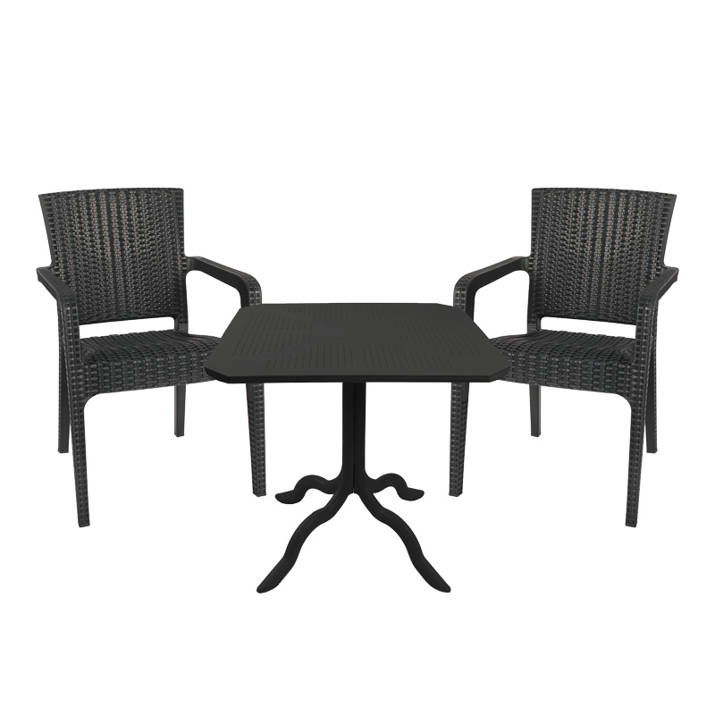 product_pako_253-000083 Τραπεζαρία Icon-Halcyon σετ 3τεμ PP σε ανθρακί απόχρωση - Image 1
