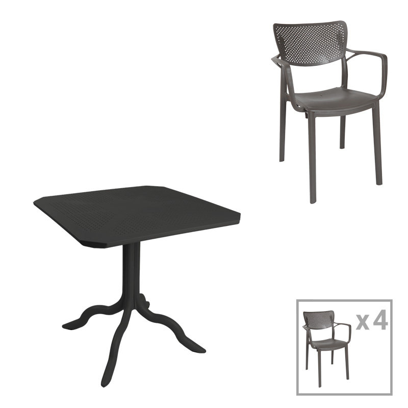 product_pako_253-000086 Τραπεζαρία Icon-Frontline σετ 5τεμ PP σε ανθρακί απόχρωση - Image 1