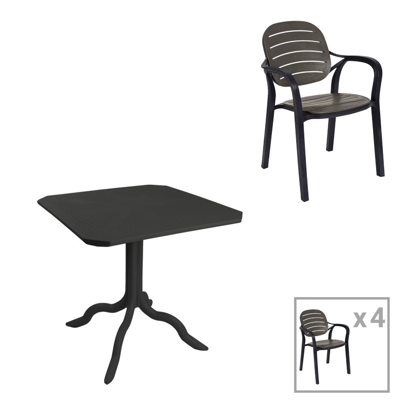 product_pako_253-000088 Τραπεζαρία Icon-Gentle σετ 5τεμ PP σε ανθρακί απόχρωση - Image 1