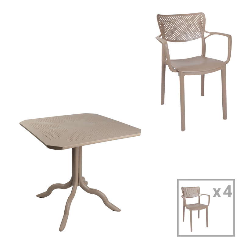 product_pako_253-000096 Τραπεζαρία Icon-Frontline σετ 5τεμ PP σε cappuccino απόχρωση - Image 1