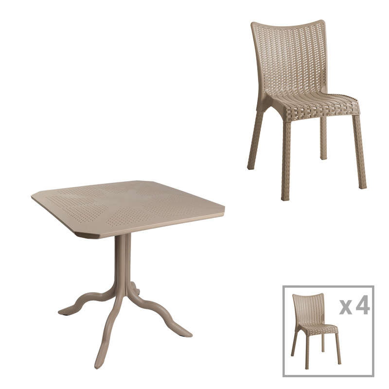 product_pako_253-000098 Τραπεζαρία Icon-Confident σετ 5τεμ PP σε cappuccino απόχρωση - Image 1