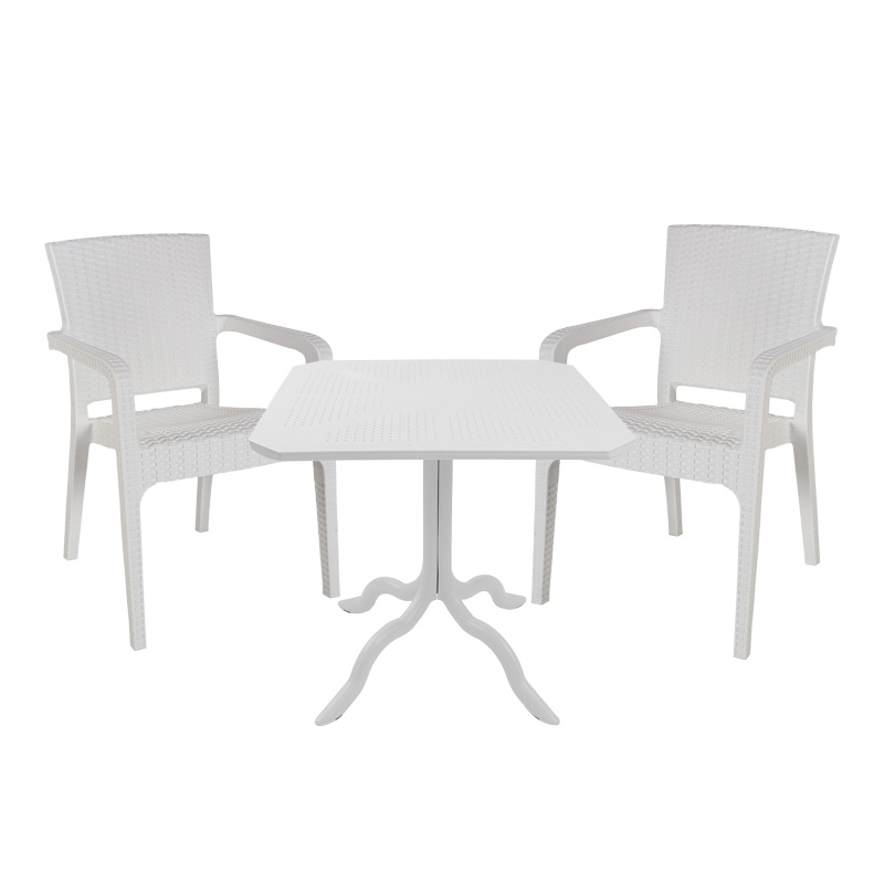 product_pako_253-000104 Τραπεζαρία Icon-Halcyon σετ 3τεμ PP σε λευκή απόχρωση - Image 1