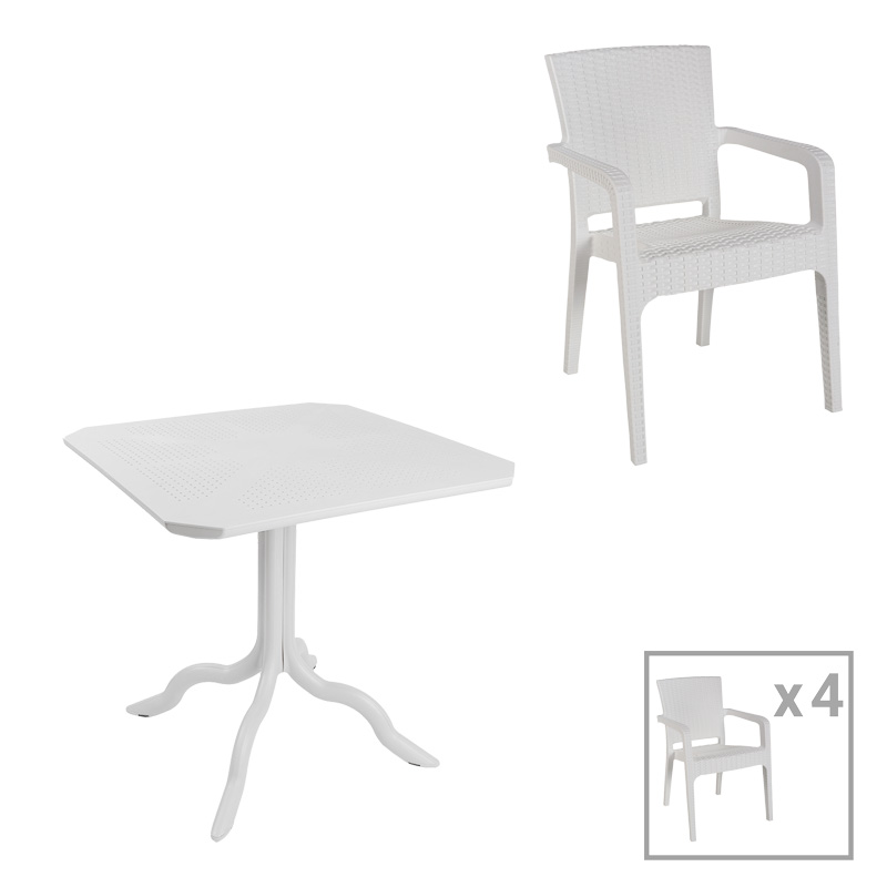 product_pako_253-000105 Τραπεζαρία Icon-Halcyon σετ 5τεμ PP σε λευκή απόχρωση - Image 1