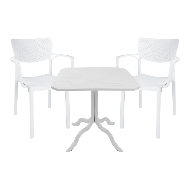 product_pako_253-000108 Τραπεζαρία Icon-Fontline σετ 3τεμ PP σε λευκή απόχρωση - Image 1
