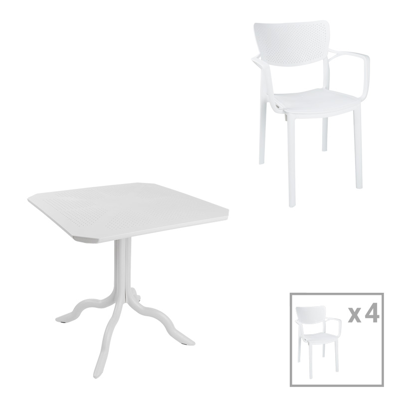 product_pako_253-000109 Τραπεζαρία Icon-Fontline σετ 5τεμ PP σε λευκή απόχρωση - Image 1