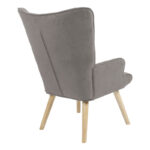 Πολυθρόνα Fluffy ύφασμα γκρι-πόδι rubberwood φυσικό 75x69x96εκ - Image 3