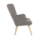 Πολυθρόνα Fluffy ύφασμα γκρι-πόδι rubberwood φυσικό 75x69x96εκ - Image 4