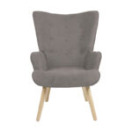Πολυθρόνα Fluffy ύφασμα γκρι-πόδι rubberwood φυσικό 75x69x96εκ - Image 5