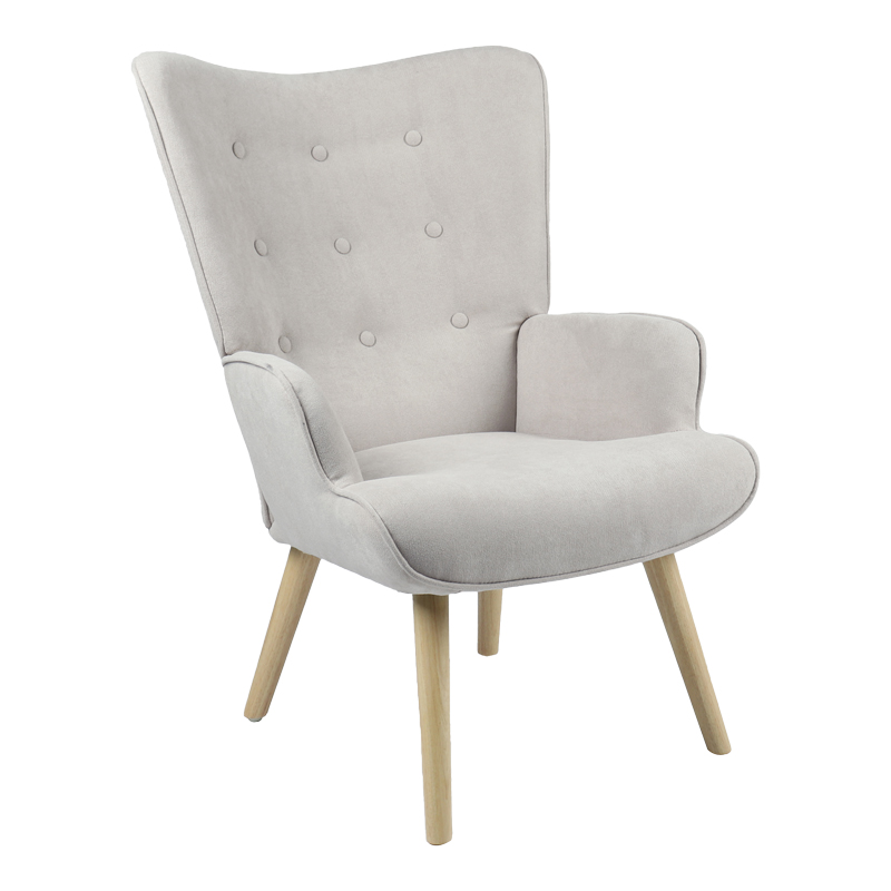 product_pako_255-000020 Πολυθρόνα Fluffy ύφασμα ανοιχτό γκρι-φυσικό πόδι 75x69x96εκ - Image 1