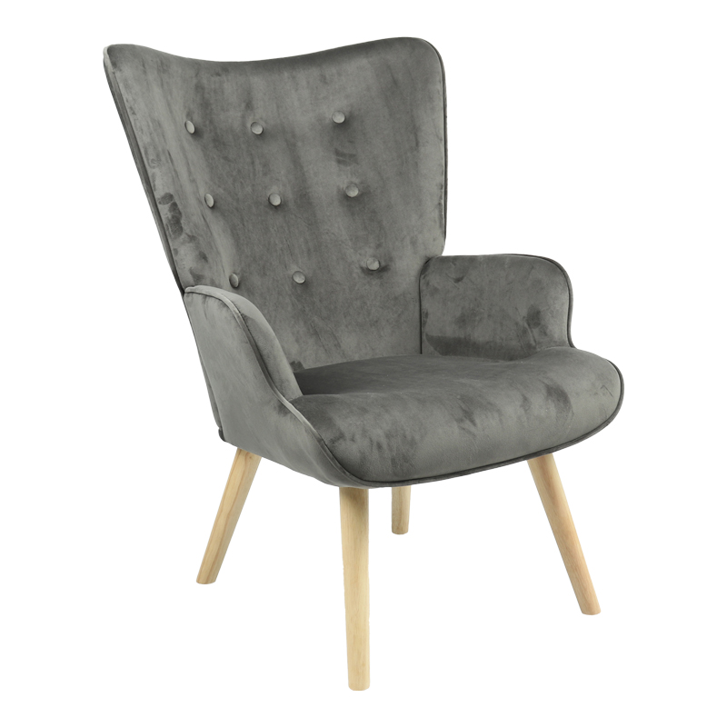 product_pako_255-000023 Πολυθρόνα Fluffy βελούδο ανθρακί-φυσικό πόδι 75x69x96εκ - Image 1