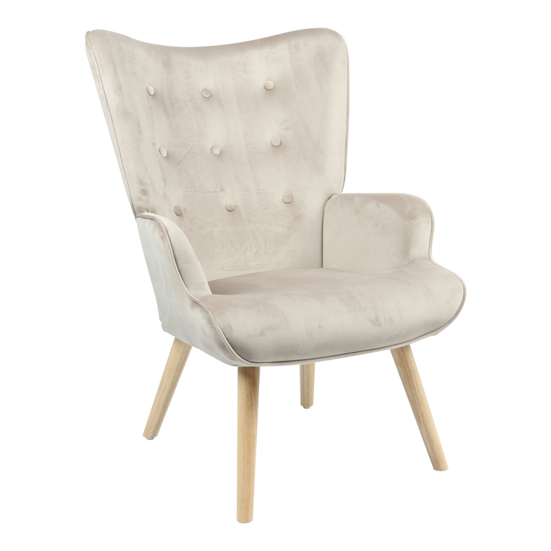 product_pako_255-000024 Πολυθρόνα Fluffy βελούδο μπεζ-φυσικό πόδι 75x69x96εκ - Image 1