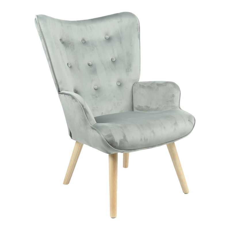 product_pako_255-000025 Πολυθρόνα Fluffy βελούδο γκρι-φυσικό πόδι 75x69x96εκ - Image 1