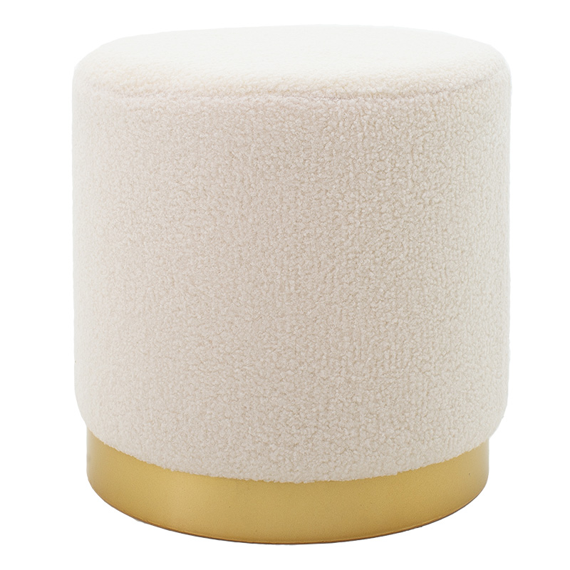 product_pako_257-000007 Σκαμπό Dash μπουκλέ κρεμ-χρυσό Φ35x35εκ - Image 1