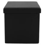 Σκαμπό-μπαούλο Crystal pu μαύρο 38x38x38εκ - Image 2