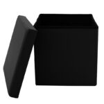 Σκαμπό-μπαούλο Crystal pu μαύρο 38x38x38εκ - Image 3