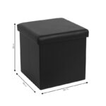 Σκαμπό-μπαούλο Crystal pu μαύρο 38x38x38εκ - Image 5