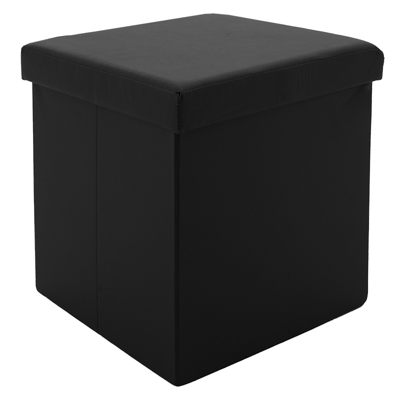 product_pako_257-000012 Σκαμπό-μπαούλο Crystal pu μαύρο 38x38x38εκ - Image 1