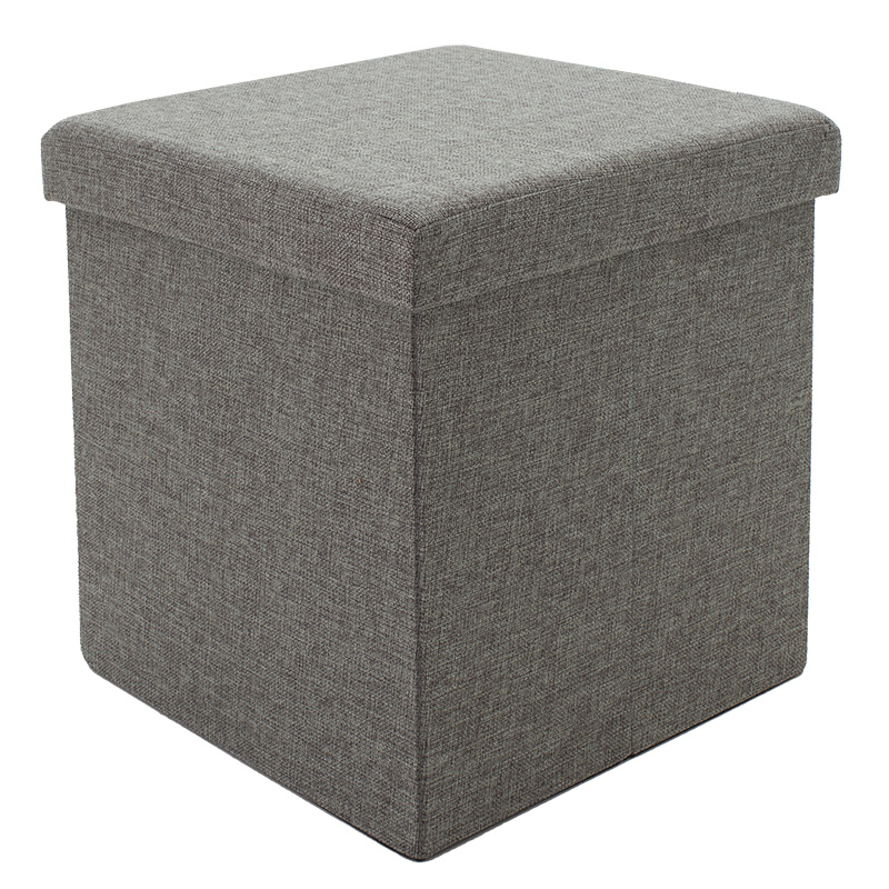 product_pako_257-000013 Σκαμπό-μπαούλο Crystal ύφασμα γκρι 38x38x38εκ - Image 1