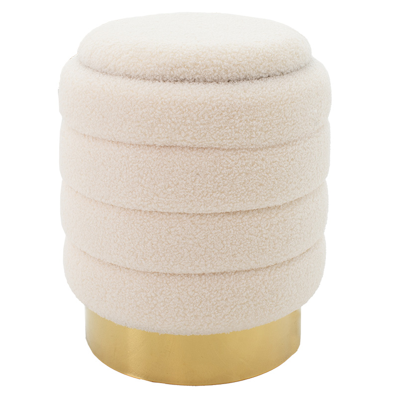 product_pako_257-000014 Σκαμπό-μπαούλο Dazzle μπουκλέ cream-χρυσό Φ36x44εκ - Image 1