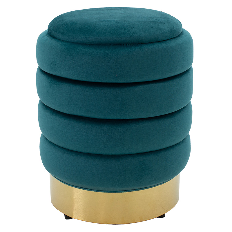 product_pako_257-000015 Σκαμπό-μπαούλο Dazzle βελούδο πετρόλ-χρυσό Φ36x44εκ - Image 1