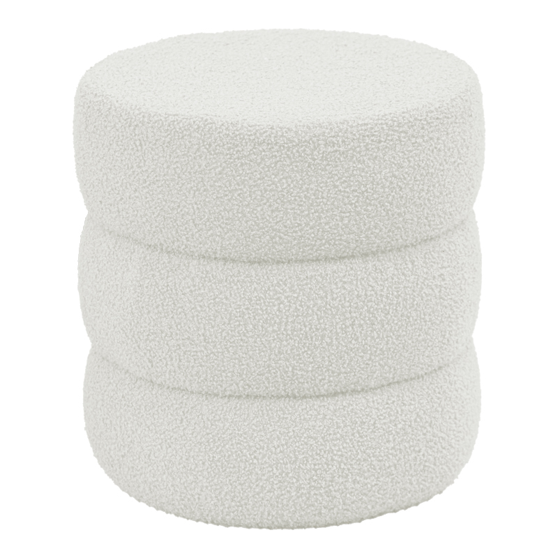 product_pako_257-000020 Σκαμπό-πουφ Kioto μπουκλέ λευκό Φ40x40εκ - Image 1