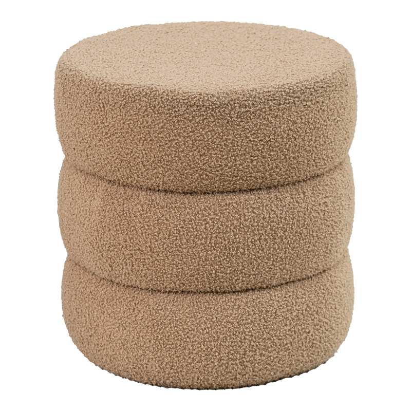 product_pako_257-000021 Σκαμπό-πουφ Kioto μπουκλέ καφέ Φ40x40εκ - Image 1