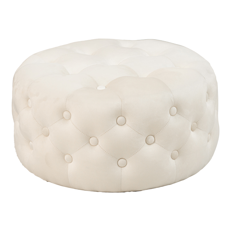 product_pako_257-000022 Σκαμπό-πουφ Ferdia βελούδο κρεμ Φ59x28.5εκ - Image 1