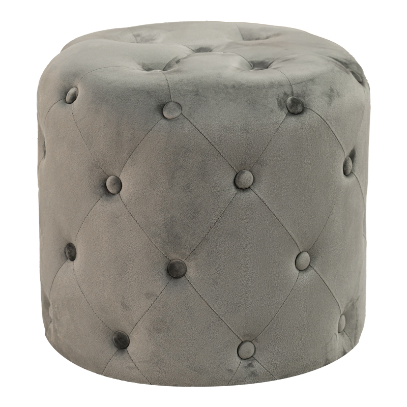 product_pako_257-000024 Σκαμπό-πουφ Seval βελούδο ανθρακί Φ49x47εκ - Image 1