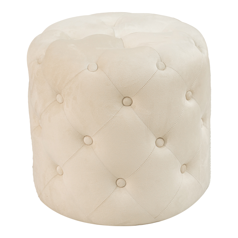 product_pako_257-000025 Σκαμπό-πουφ Seval βελούδο κρεμ Φ49x47εκ - Image 1