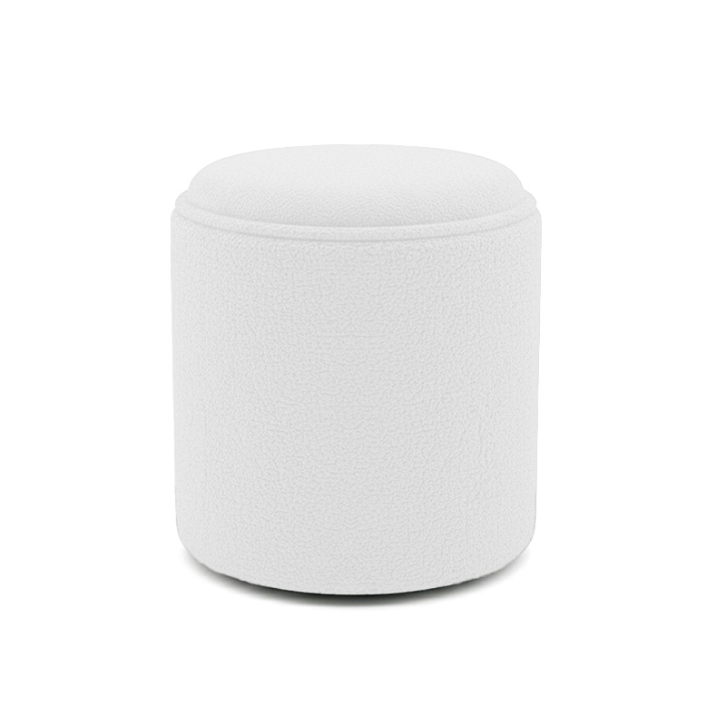 product_pako_257-000035 Σκαμπό-μπαούλο Batur μπουκλέ ύφασμα σε λευκή απόχρωση Φ34x38εκ - Image 1