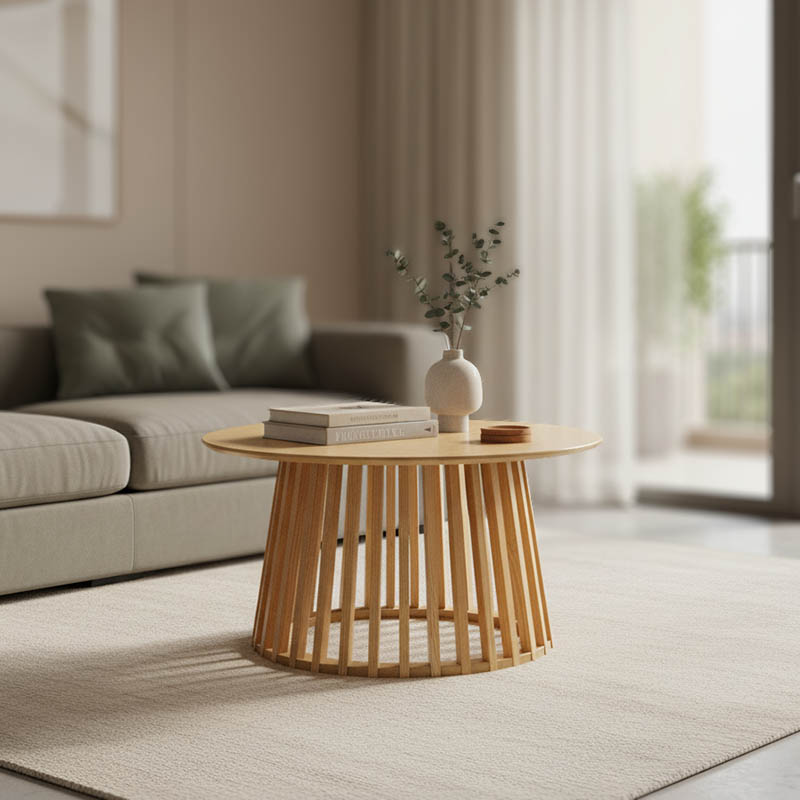 product_pako_260-000023 Τραπέζι σαλονιού Domonic mdf/pw σε φυσική απόχρωση Φ80x45εκ - Image 1