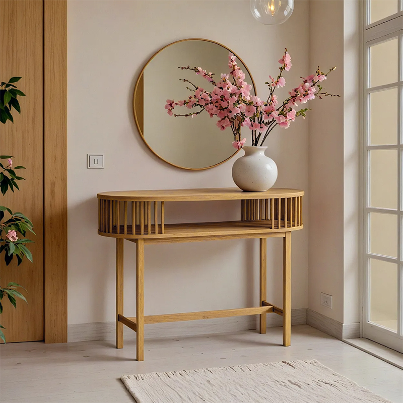 product_pako_260-000027 Κονσόλα Nodial MDF/Bamboo σε φυσική απόχρωση 120x39x85εκ - Image 1