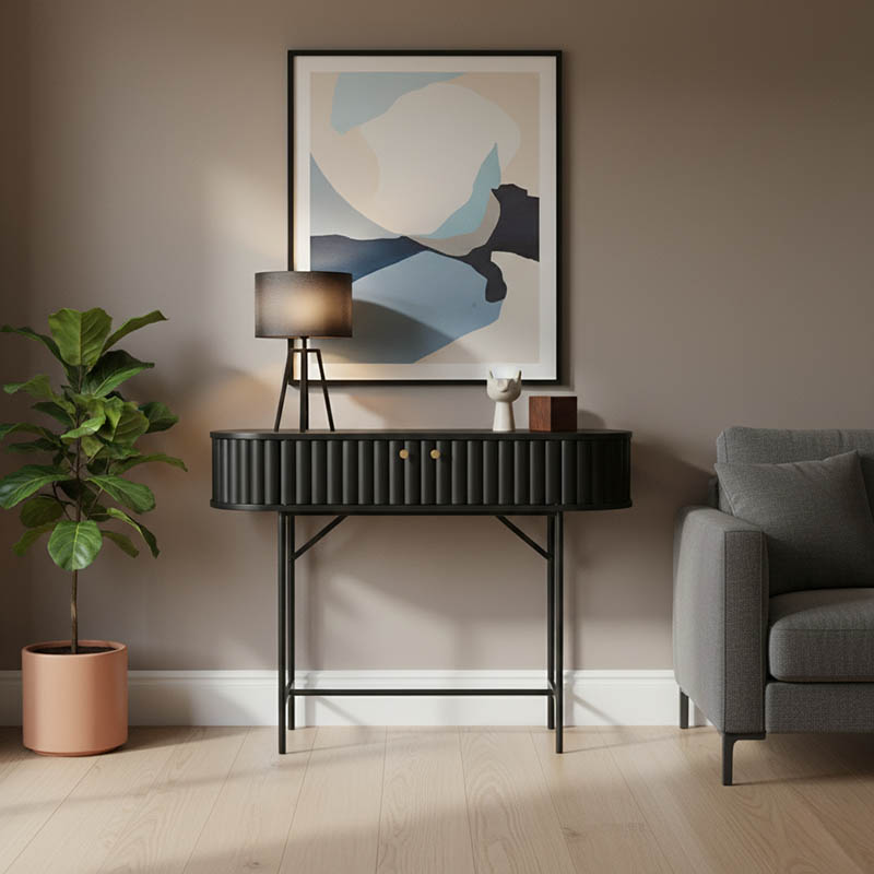 product_pako_260-000031 Κονσόλα Zakro MDF-μέταλλο σε μαύρη απόχρωση 100x35x75εκ - Image 1