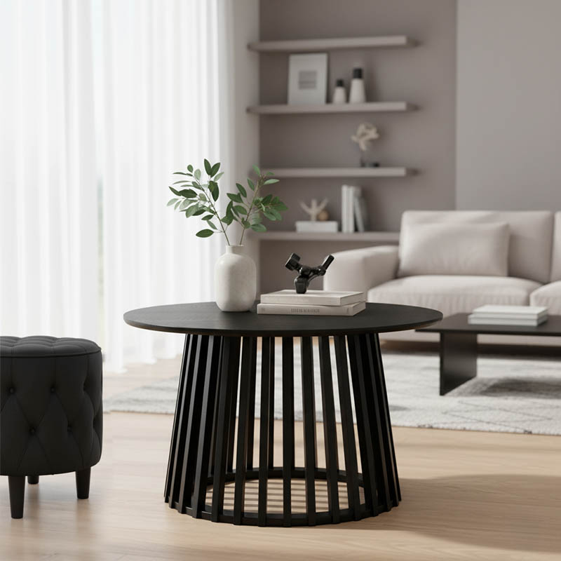 product_pako_260-000037 Τραπέζι σαλονιού Domonic mdf σε μαύρη απόχρωση Φ80x45εκ - Image 1