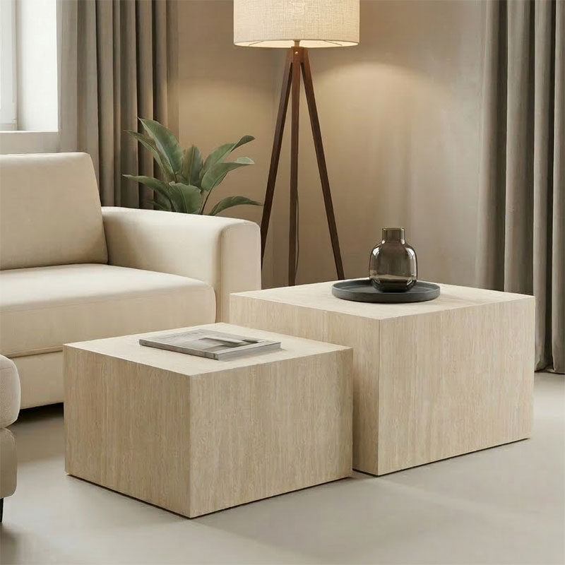 product_pako_260-000042 Τραπέζι σαλονιού Coffina σετ 2τεμ mdf σε όψη τραβερτίνας - Image 1