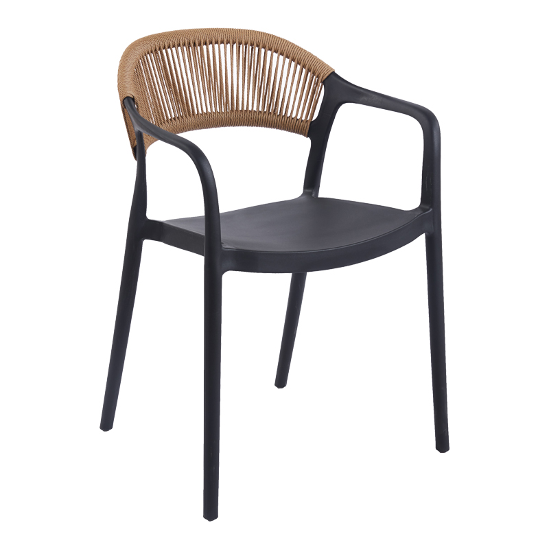 product_pako_262-000051 Πολυθρόνα Ankara στοιβαζόμενη pp-pe rattan σε μαύρη-φυσική απόχρωση 54x55.5x77εκ - Image 1