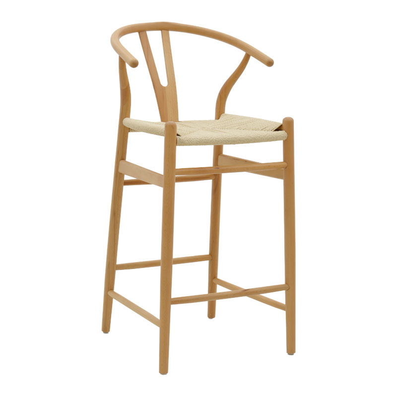 product_pako_263-000003 Σκαμπό μπαρ Wishbone ξύλο οξιάς φυσικό-έδρα φυσικό σχοινί 53x54x107εκ - Image 1