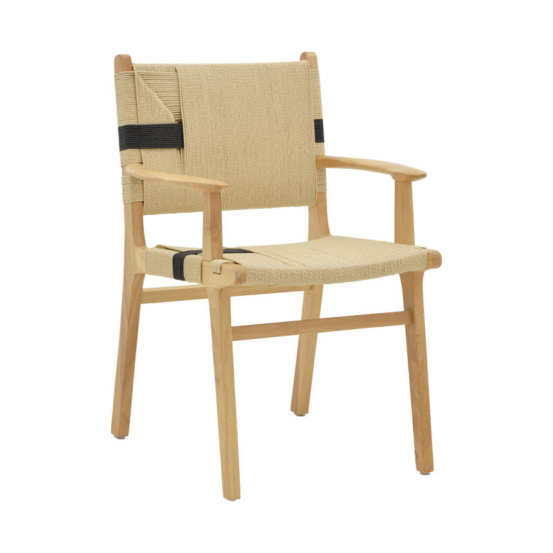 product_pako_263-000005 Πολυθρόνα Nelanto ξύλο οξιάς φυσικό μαύρο-έδρα φυσικό σχοινί 62x60x85εκ - Image 1
