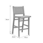 Σκαμπό μπαρ Julien rubberwood φυσικό-έδρα φυσικό σχοινί 45x46x95εκ - Image 9