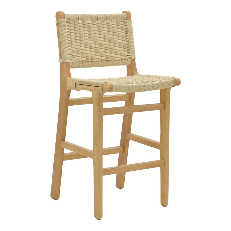 product_pako_263-000008 Σκαμπό μπαρ Julien rubberwood φυσικό-έδρα φυσικό σχοινί 45x46x95εκ - Image 1