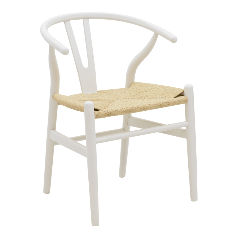 product_pako_263-000026 Καρέκλα Wishbone λευκό ξύλο οξιάς-έδρα με σχοινί σε φυσική απόχρωση 53x55x76εκ - Image 1