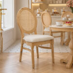 Καρέκλα Canco φυσικό rubberwood-φυσικό rattan 50x53x98εκ