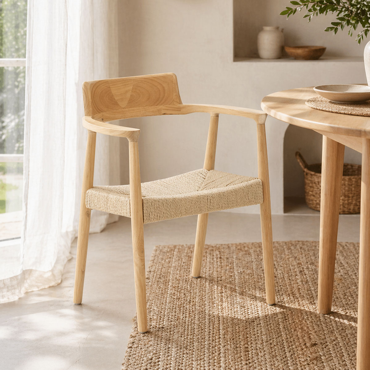 product_pako_263-000049 Πολυθρόνα Jojene rubberwood και σχοινί σε φυσική απόχρωση 58x54x79εκ - Image 1