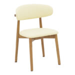 Καρέκλα Ubene rubberwood και pu σε καρυδί και μπεζ απόχρωση 46x58x79εκ (Σετ 2 τεμαχίων)