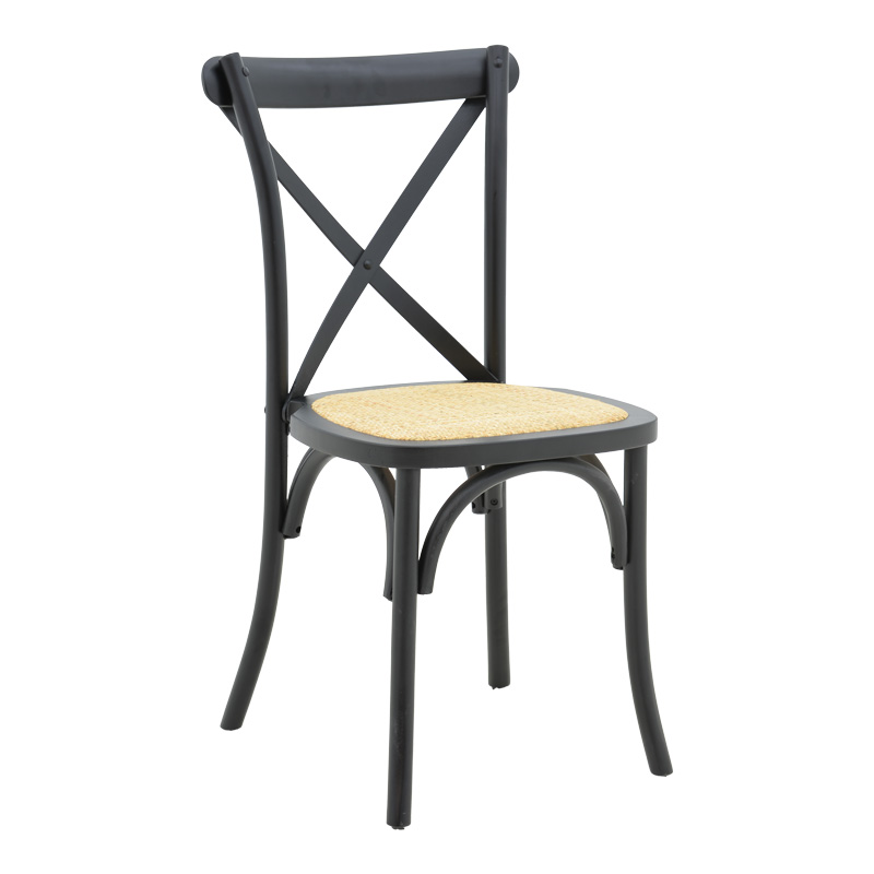 product_pako_263-000054 Καρέκλα Dylon στοιβαζόμενη μαύρο ξύλο οξιάς-έδρα φυσικό rattan 48x52x89εκ - Image 1