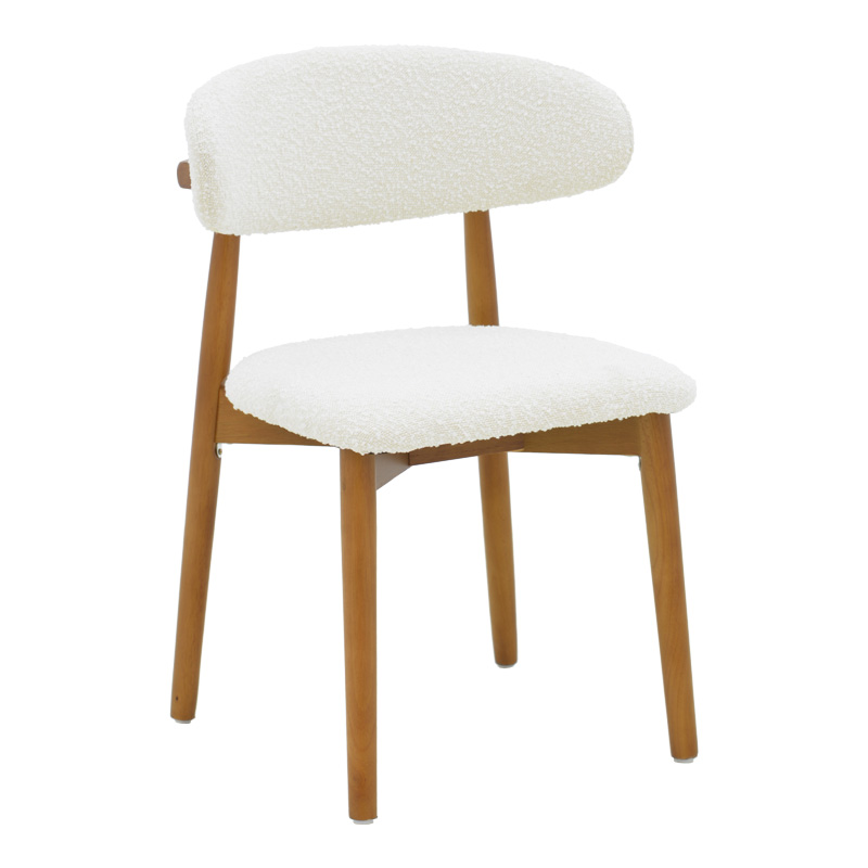 product_pako_263-000055 Καρέκλα Ubene rubberwood σε καρυδί-μπουκλέ ύφασμα σε λευκή απόχρωση 51x56x79εκ (Σετ 2 τεμαχίων) - Image 1