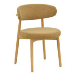 Καρέκλα Luben ύφασμα καφέ - rubberwood σε φυσική απόχρωση 53x54x79εκ (Σετ 2 τεμαχίων)