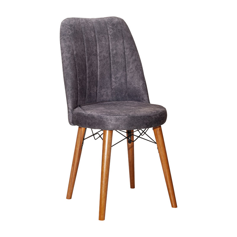 product_pako_266-000006 Καρέκλα Nevis I ανθρακί antique ύφασμα-καρυδί πόδι (Σετ 2 τεμαχίων) - Image 1